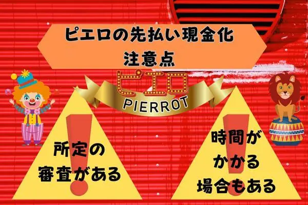 ピエロ先払い買取現金化の注意点