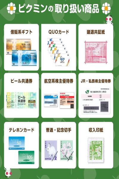 ピクミンの先払い買取サービスの取扱買取商品