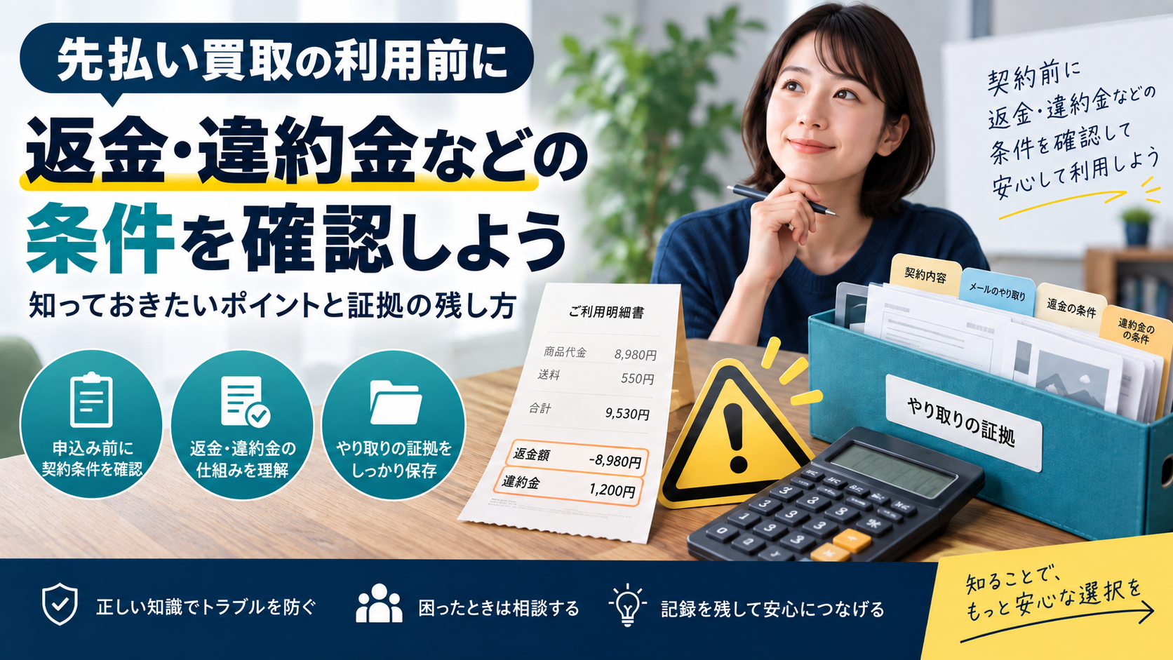 先払い買取の返金・違約金トラブルを申込前に確認する方法