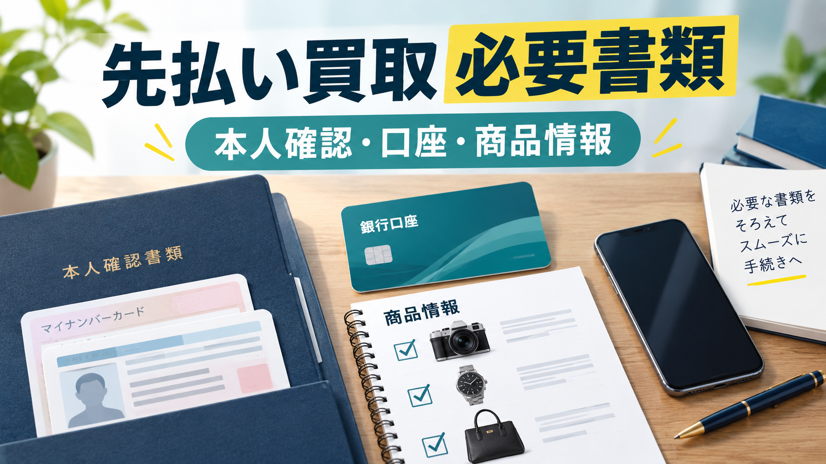 先払い買取の必要書類を申込前に確認｜本人確認・口座・商品情報の分け方