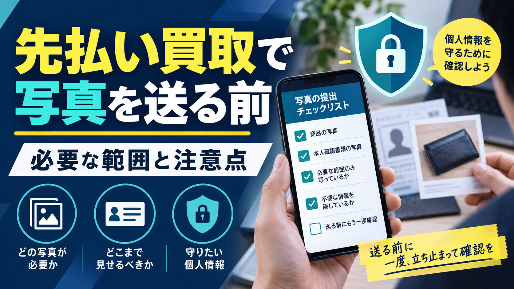 先払い買取で写真を送る前に確認すること｜必要な範囲と注意点