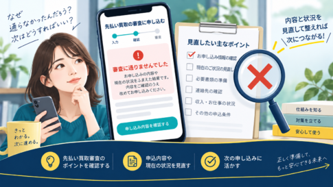 先払い買取の審査に落ちたときの確認項目｜再申込前に見ること